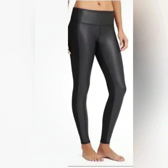Athleta High Rise Gleam Faux Leather Front Leggings in‎ Size SP (Regular Petite) - Picture 1 of 5